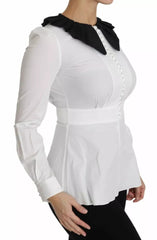 Dolce & Gabbana Schwarz Weiß Dekorative Knöpfe Oberteil Hemdbluse