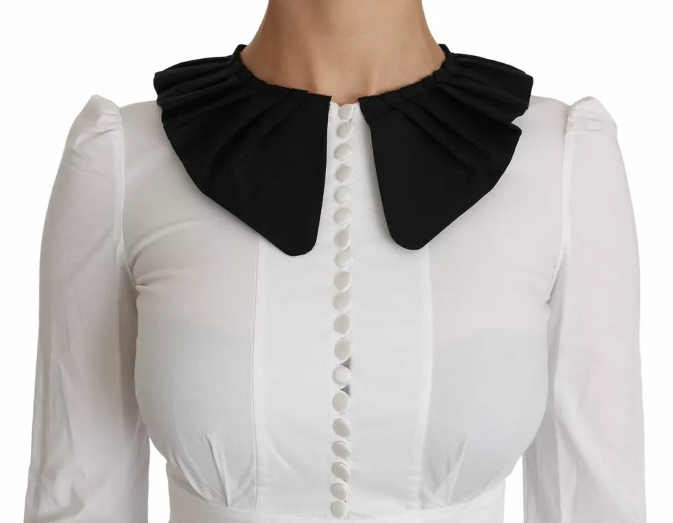 Dolce & Gabbana Schwarz Weiß Dekorative Knöpfe Oberteil Hemdbluse
