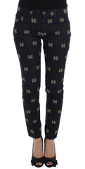 Dolce & Gabbana Blauwe Jeans met Sleutelborduursel, Slim Fit KATE
