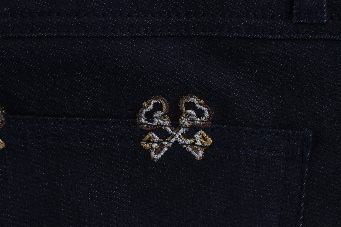 Dolce & Gabbana Blauwe Jeans met Sleutelborduursel, Slim Fit KATE