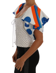 Dolce & Gabbana Witte Zijden Korset Bustier Top met Polkadots