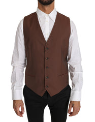 Dolce & Gabbana Bruin Wol Zijde Gilet Vest