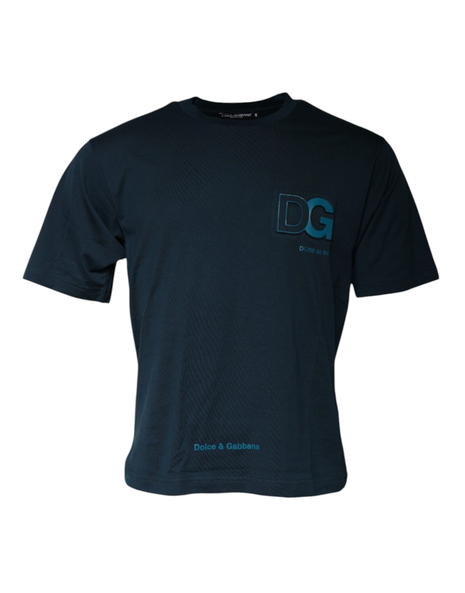 Dolce & Gabbana Blaues Logo Rundhals Kurzarm-T-Shirt