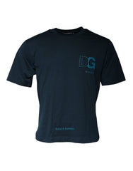 Dolce & Gabbana Blaues Logo Rundhals Kurzarm-T-Shirt