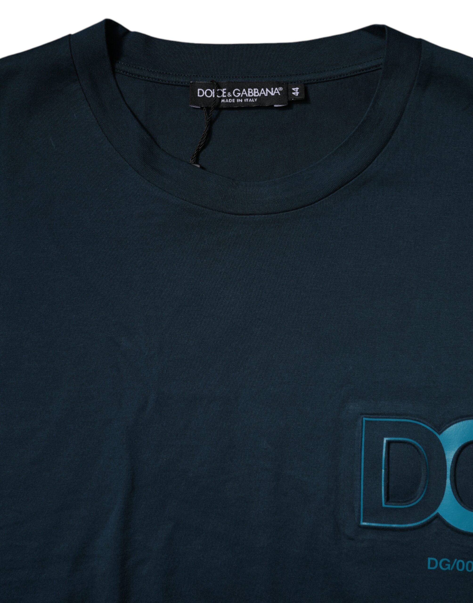 Dolce & Gabbana Blaues Logo Rundhals Kurzarm-T-Shirt