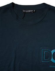 Dolce & Gabbana Blaues Logo Rundhals Kurzarm-T-Shirt