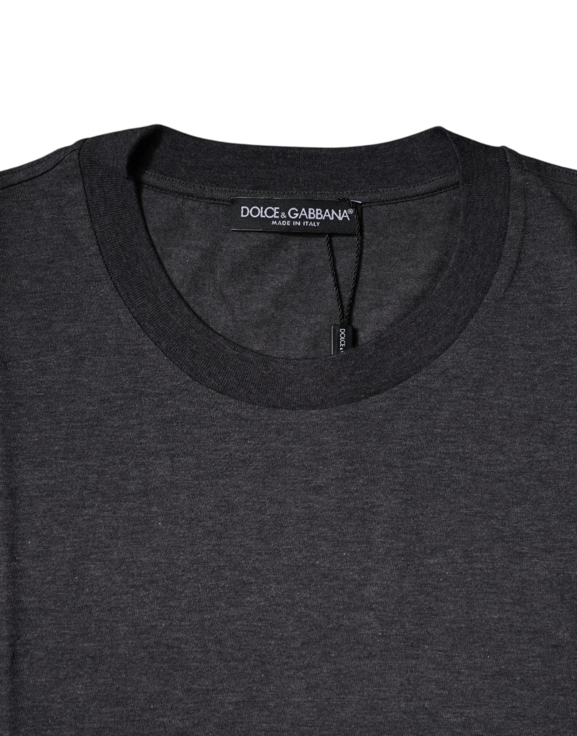 Dolce & Gabbana Dunkelgraues Rundhals-T-Shirt mit kurzen Ärmeln