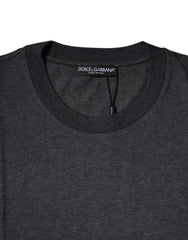 Dolce & Gabbana Dunkelgraues Rundhals-T-Shirt mit kurzen Ärmeln