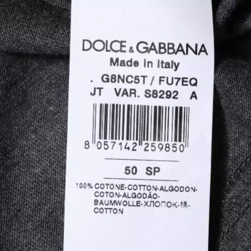 Dolce & Gabbana Dunkelgraues Rundhals-T-Shirt mit kurzen Ärmeln