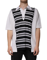 Dolce & Gabbana Zwart Wit Gestreept Polo T-shirt met Kraag