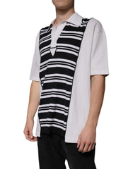 Dolce & Gabbana Zwart Wit Gestreept Polo T-shirt met Kraag
