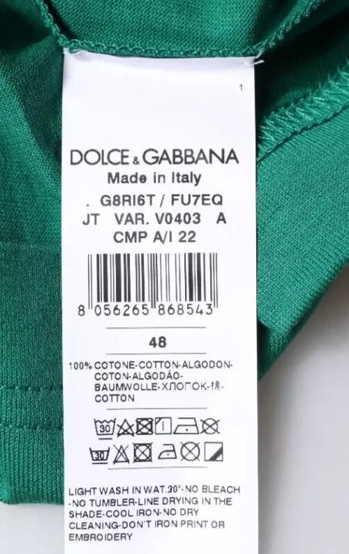 Dolce & Gabbana Grünes Logo Rundhals Kurzarm T-Shirt