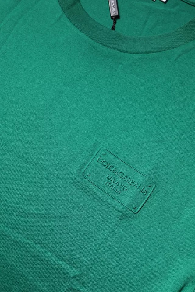 Dolce & Gabbana Grünes Logo Rundhals Kurzarm T-Shirt