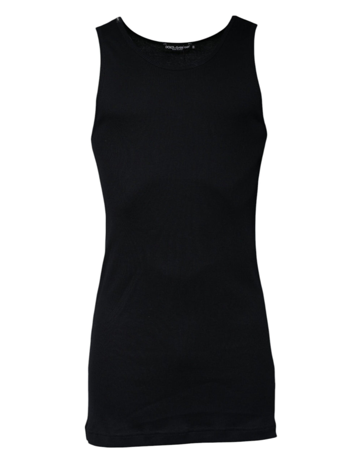 Dolce & Gabbana Schwarzes ärmelloses Rundhals-Tanktop aus Baumwolle