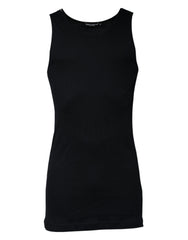 Dolce & Gabbana Schwarzes ärmelloses Rundhals-Tanktop aus Baumwolle