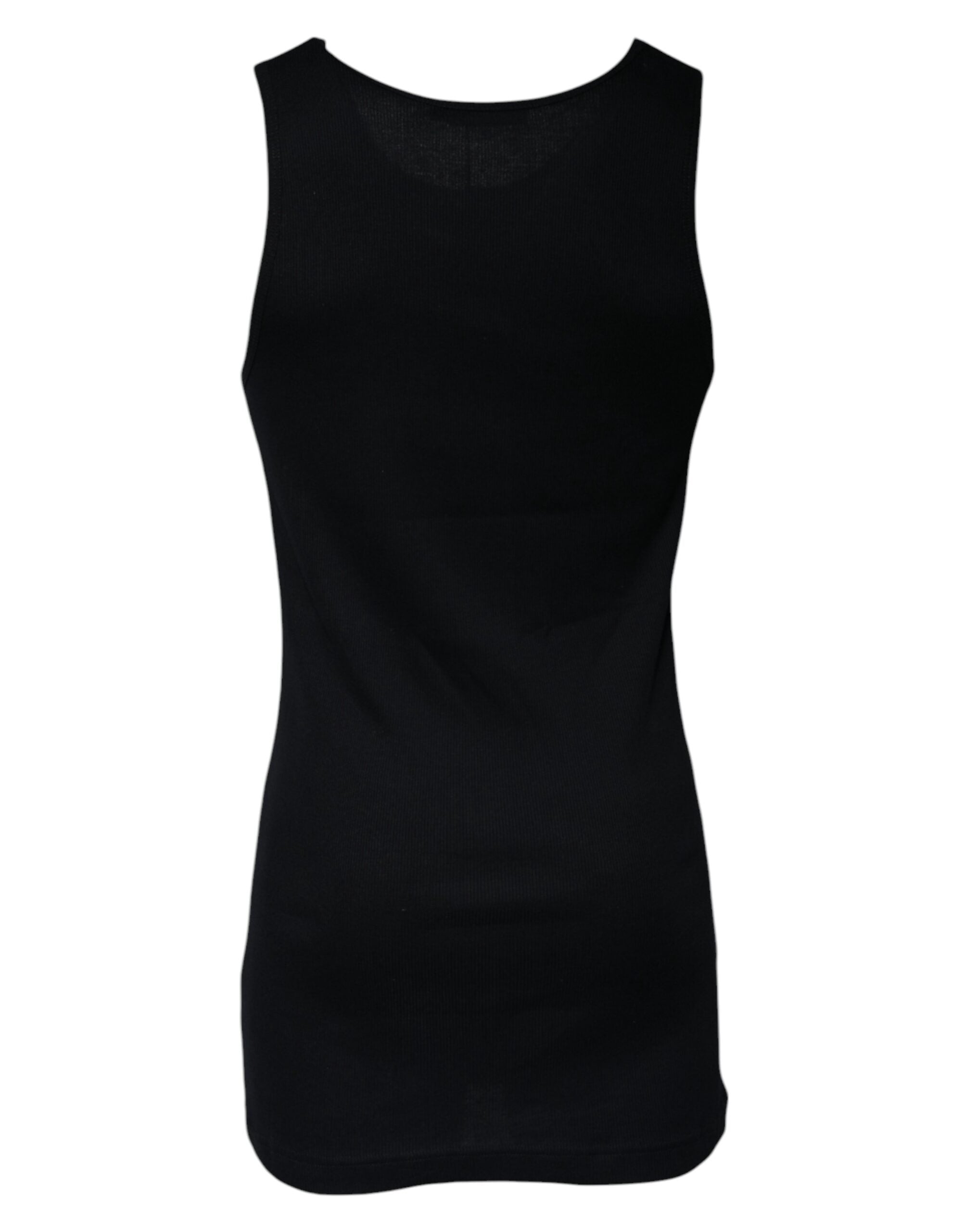 Dolce & Gabbana Schwarzes ärmelloses Rundhals-Tanktop aus Baumwolle