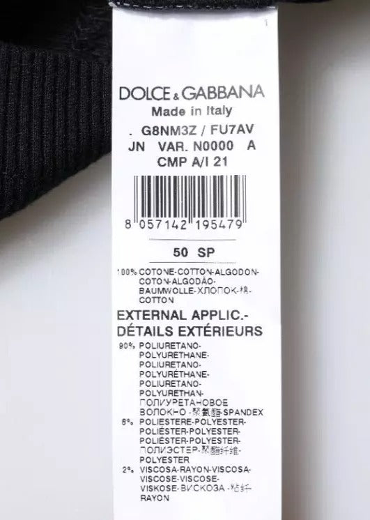 Dolce & Gabbana Schwarzes ärmelloses Rundhals-Tanktop aus Baumwolle