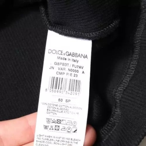 Dolce & Gabbana Schwarzes ärmelloses Baumwoll-Tank-Top mit Rundhalsausschnitt