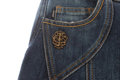 Cavalli Blaue Baumwoll-Stretch-Jeans mit niedriger Taille
