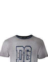 Dolce & Gabbana Grijs T-shirt met ronde hals en logoprint van katoen