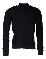 Dolce & Gabbana Schwarzer Herren-Cardigan aus Seide mit Rundhalsausschnitt