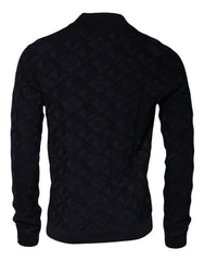 Dolce & Gabbana Schwarzer Herren-Cardigan aus Seide mit Rundhalsausschnitt