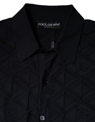 Dolce & Gabbana Schwarzer Herren-Cardigan aus Seide mit Rundhalsausschnitt