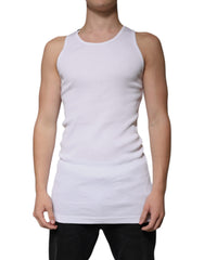 Dolce & Gabbana weißes ärmelloses Tanktop aus Baumwolle mit Rundhalsausschnitt