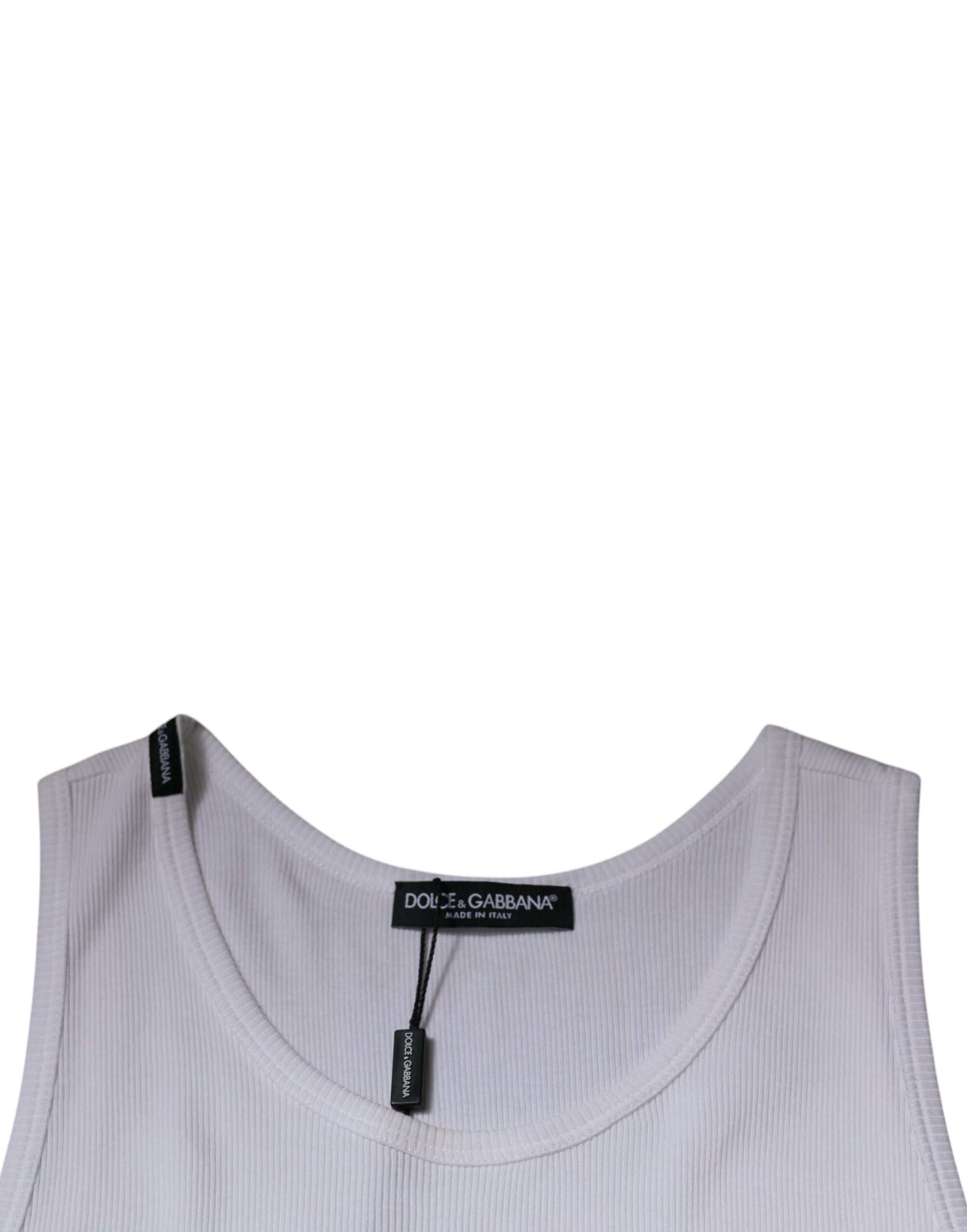Dolce & Gabbana weißes ärmelloses Tanktop aus Baumwolle mit Rundhalsausschnitt