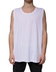 Dolce & Gabbana Weißes ärmelloses Rundhals-Tank-T-Shirt aus Baumwolle