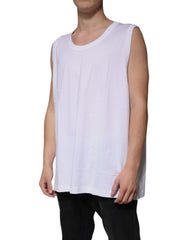 Dolce & Gabbana Weißes ärmelloses Rundhals-Tank-T-Shirt aus Baumwolle