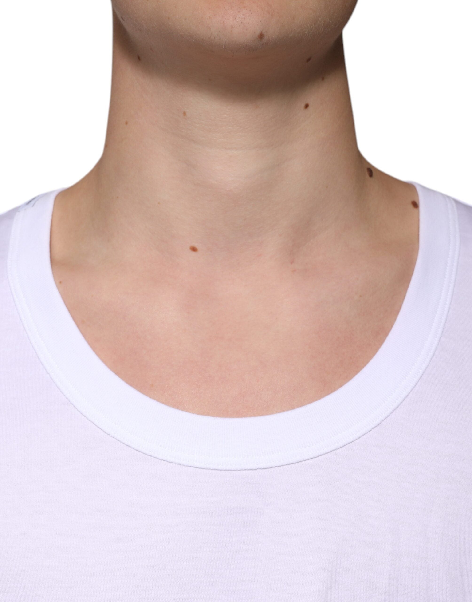 Dolce & Gabbana Weißes ärmelloses Rundhals-Tank-T-Shirt aus Baumwolle