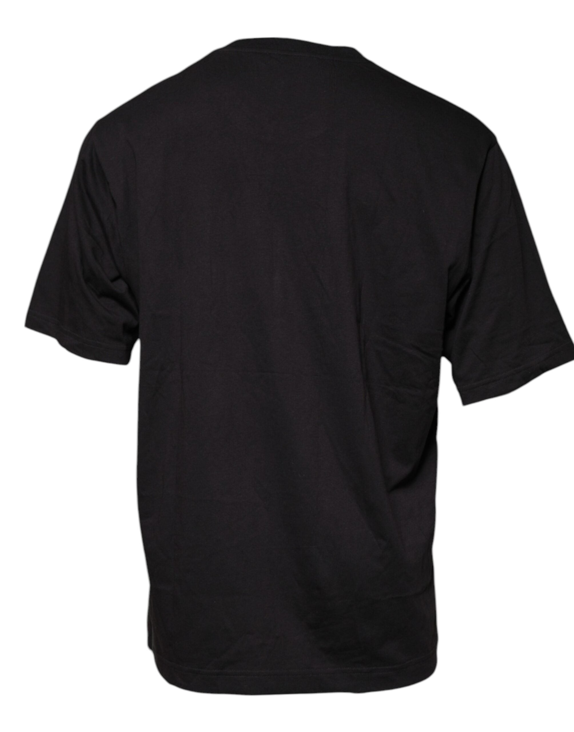 Dolce & Gabbana Schwarzes Baumwoll-T-Shirt mit Logo-Print und Rundhalsausschnitt