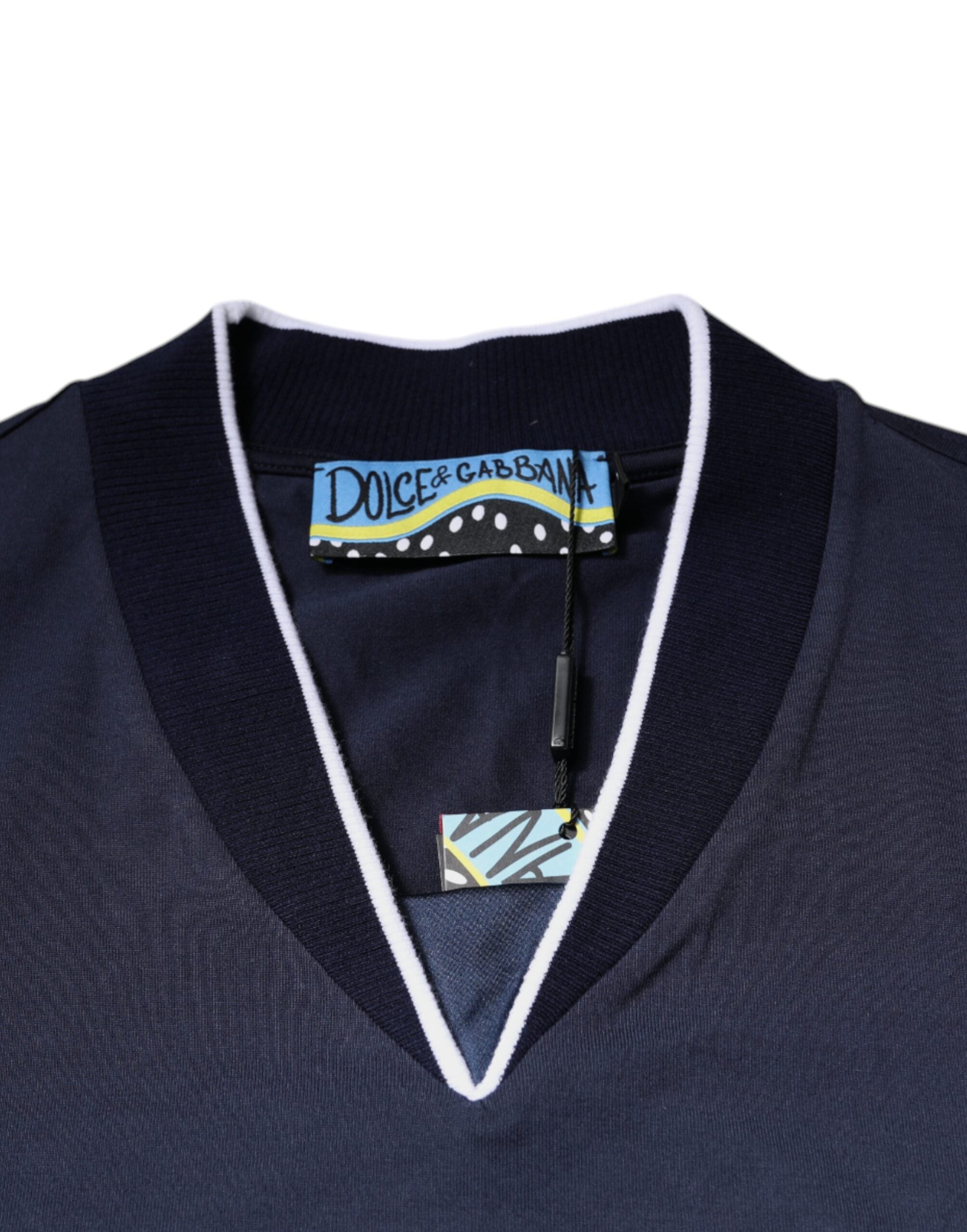 Dolce & Gabbana Mehrfarbiges Baumwoll-T-Shirt mit V-Ausschnitt und kurzen Ärmeln