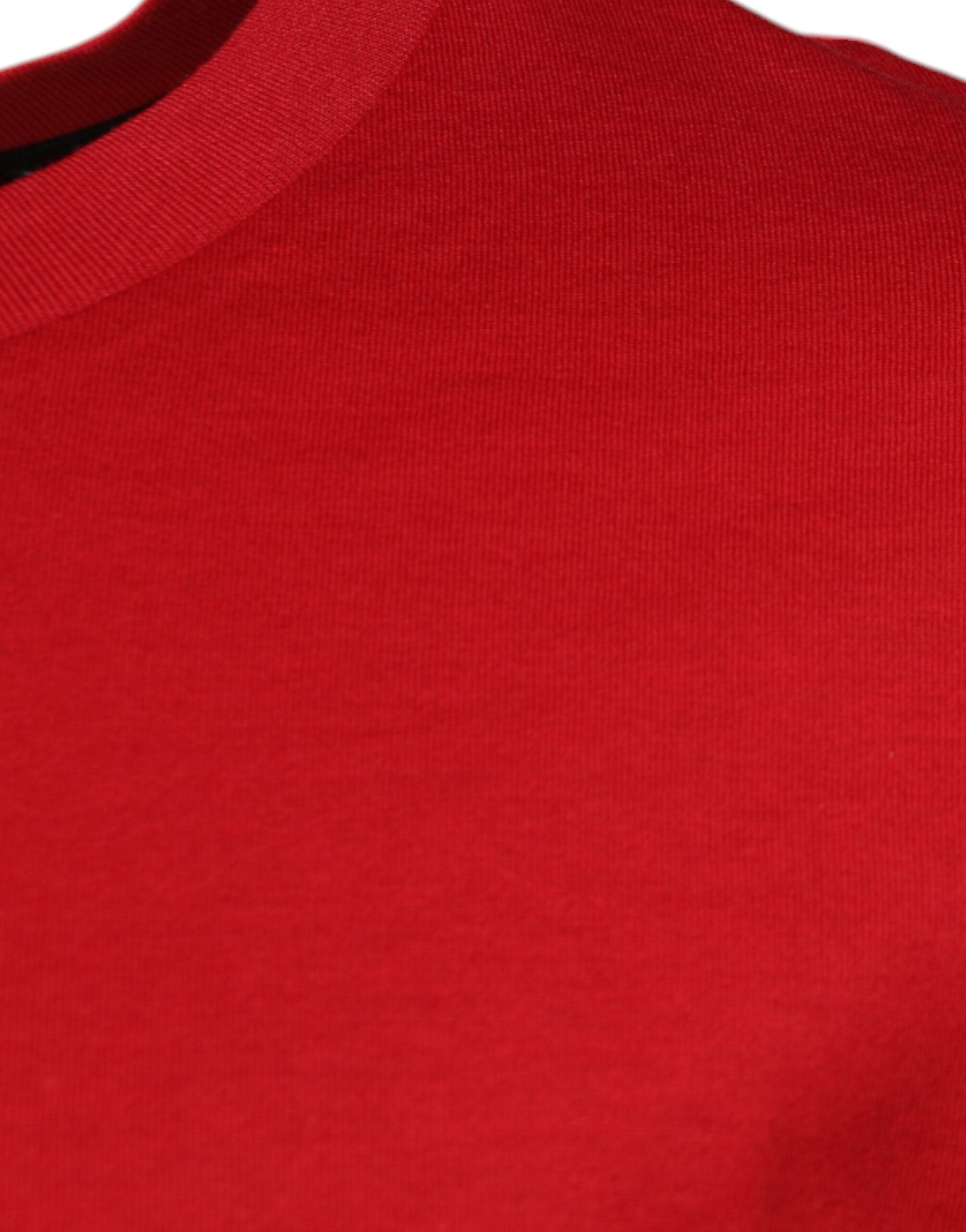 Dolce & Gabbana Rotes Baumwoll-T-Shirt mit Logo-Print und Rundhalsausschnitt
