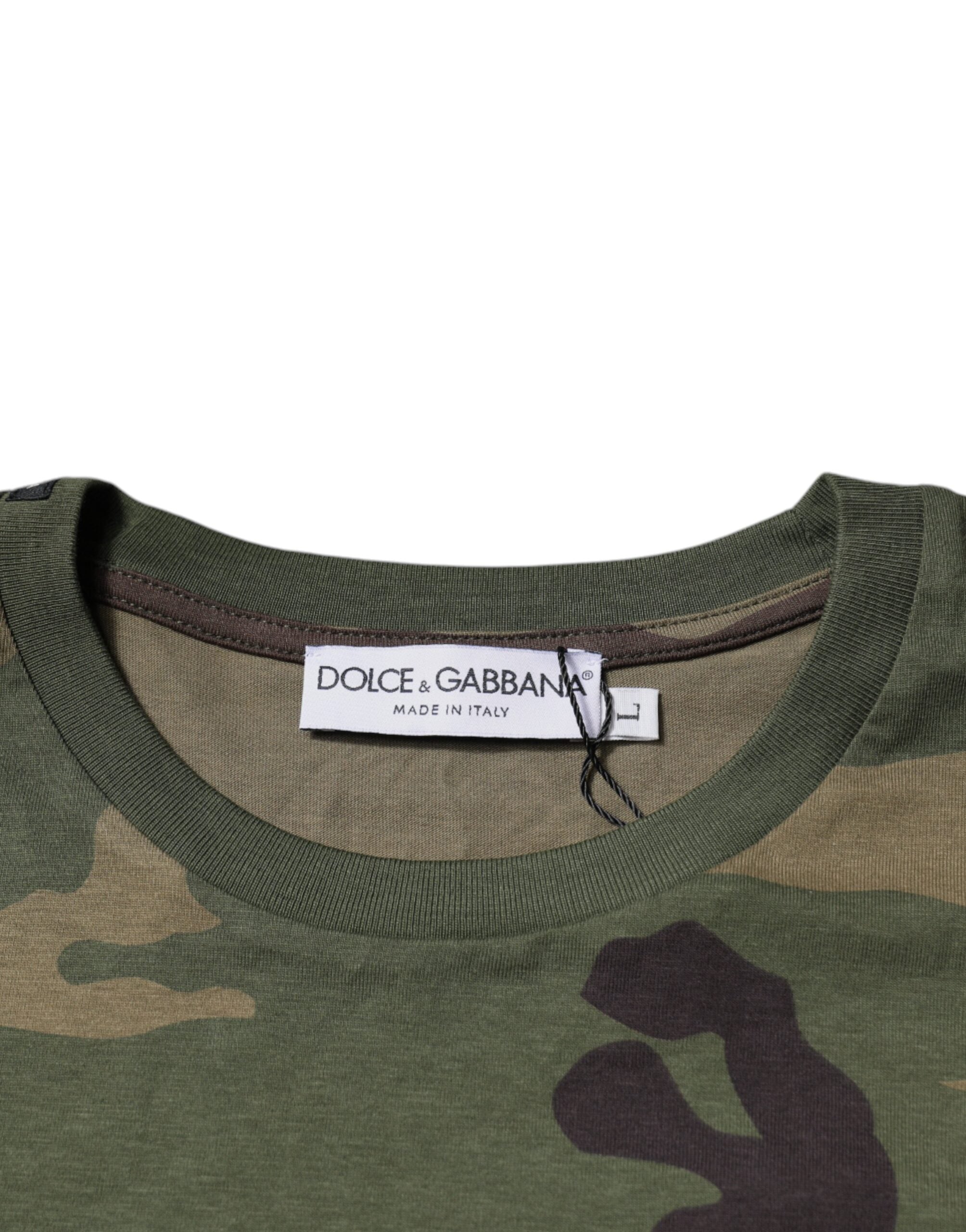 Dolce & Gabbana Baumwoll-T-Shirt mit Rundhalsausschnitt und mehrfarbigem Camouflage-Muster