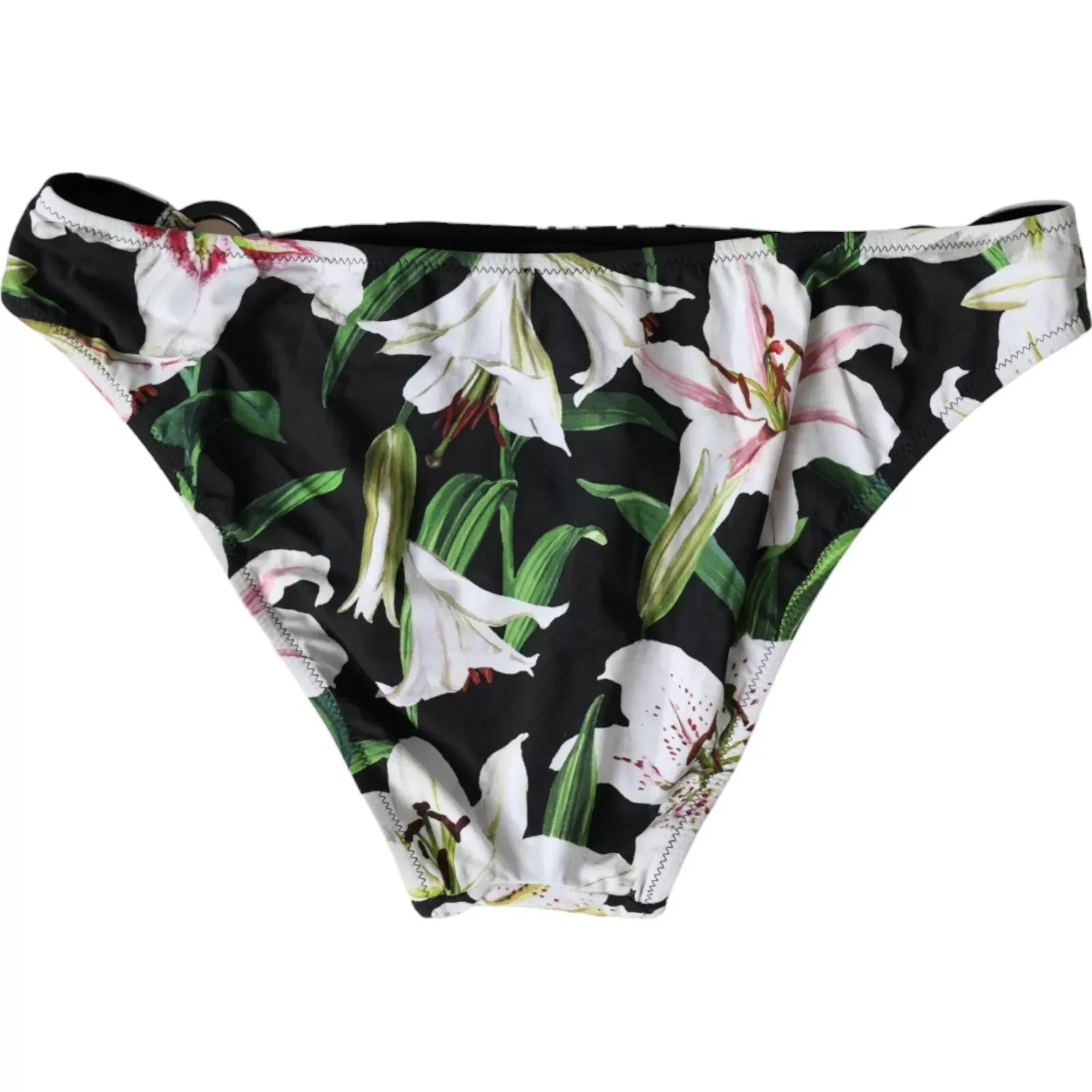 Dolce & Gabbana Schwarze Lilien-Print Bademoden-Hose Strandbekleidung Bikini