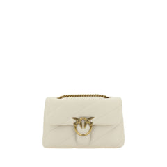 PINKO White Calf Leather Bos Taurus Shoulder Bag