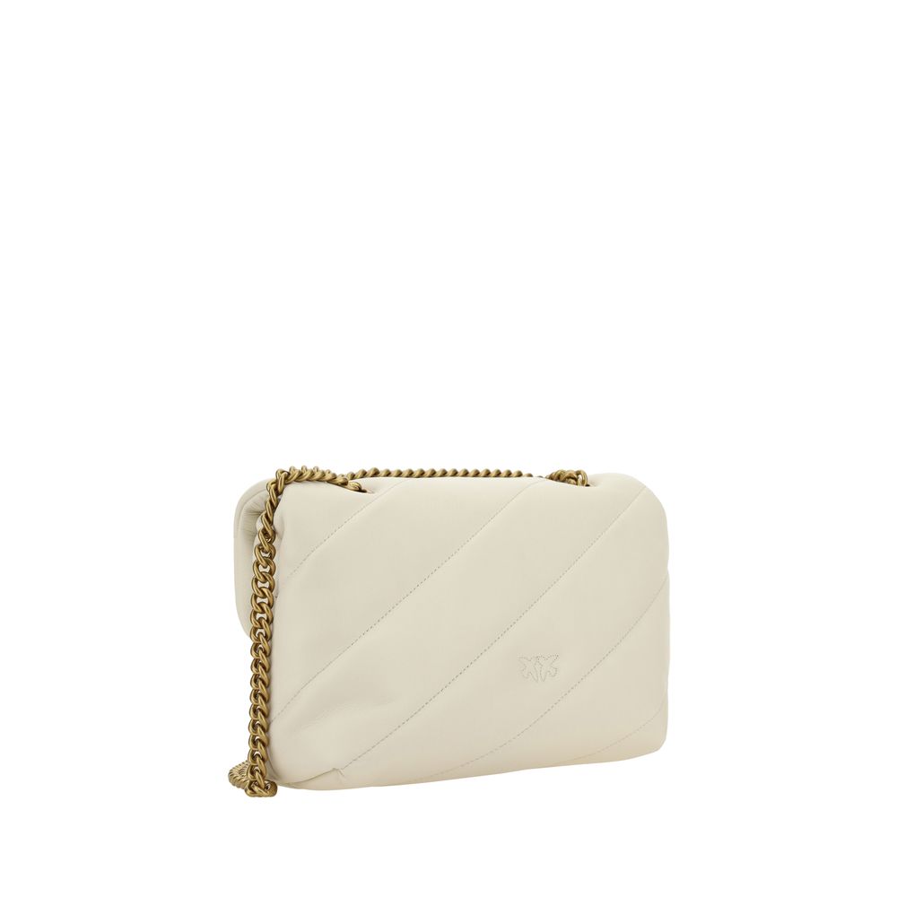 PINKO White Calf Leather Bos Taurus Shoulder Bag
