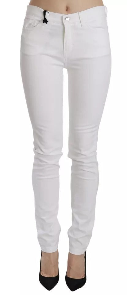 Dolce & Gabbana Weiße Skinny Jeans mit Kristallverzierung