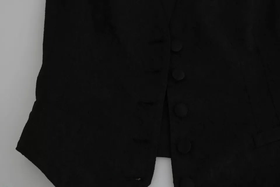 Dolce & Gabbana Schwarze Spitzenweste Schmale Weste Seidentop