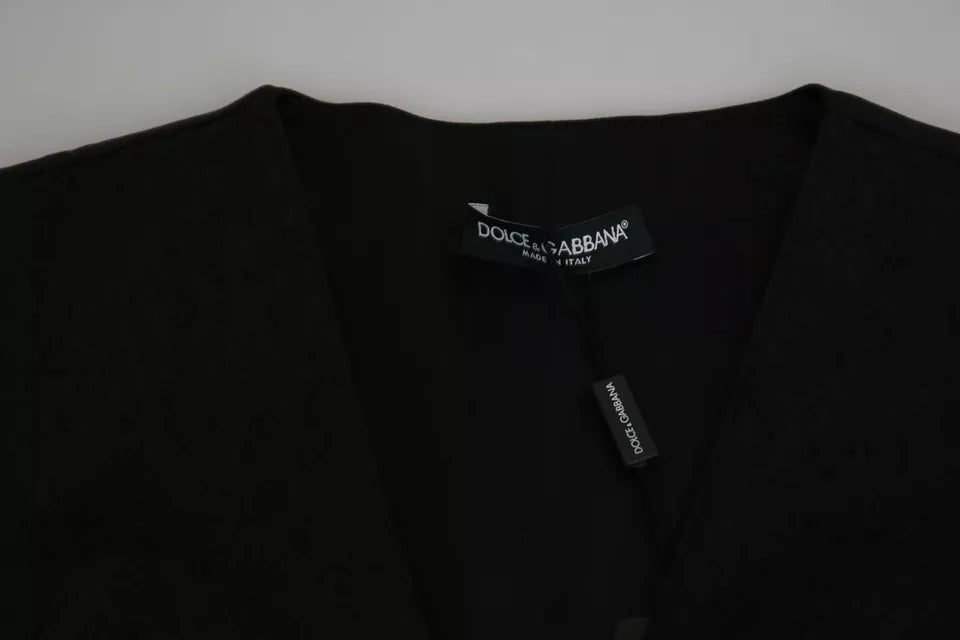 Dolce & Gabbana Schwarze Spitzenweste Schmale Weste Seidentop