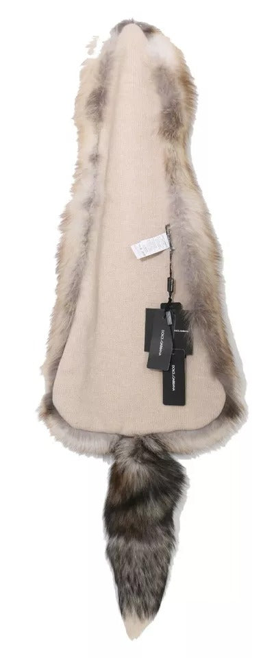 Dolce &amp; Gabbana Brauner Fuchsschwanz-Pelzschal-Halswickel-Kragenschal