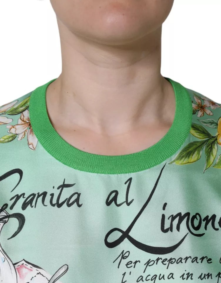Dolce & Gabbana Groene Zijden Granita Al Limone Trui met Lange Mouwen