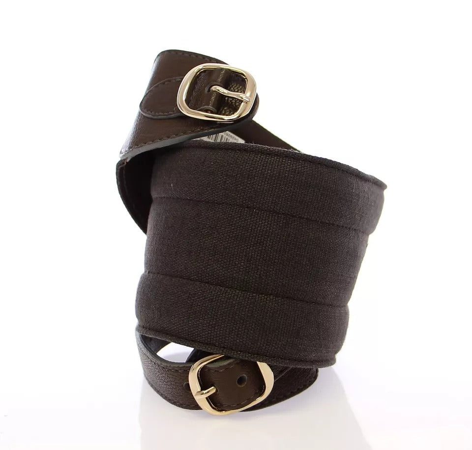 Dolce & Gabbana Bruine D&G Leren Linnen Logo Riem