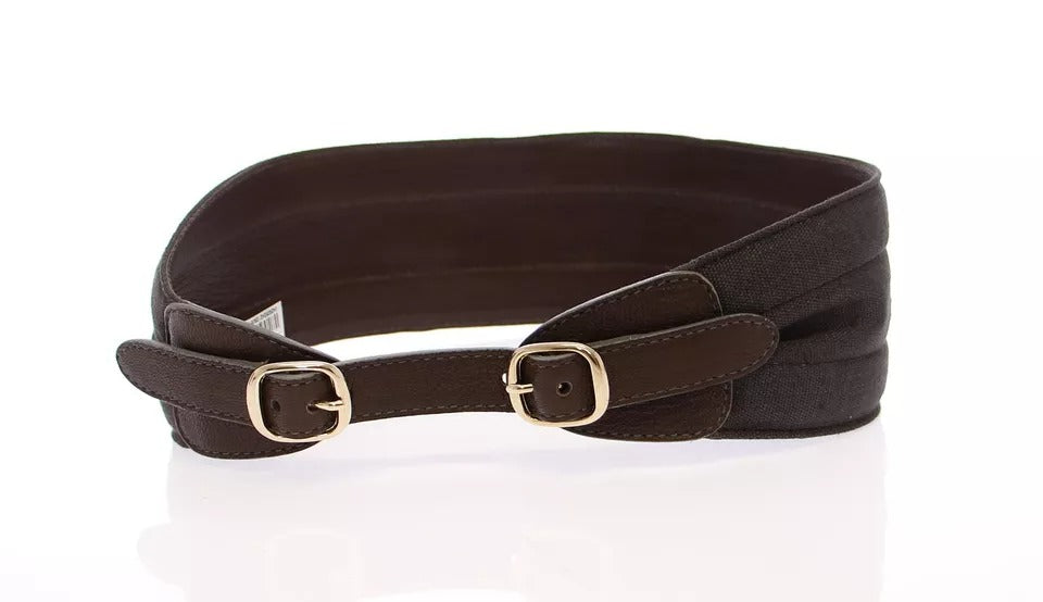 Dolce & Gabbana Bruine D&G Leren Linnen Logo Riem