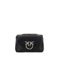 PINKO Black Calf Leather Bos Taurus Shoulder Bag