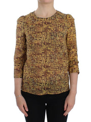 Dolce & Gabbana Zijden Blouse T-shirt met Veelkleurige Mozaïekprint