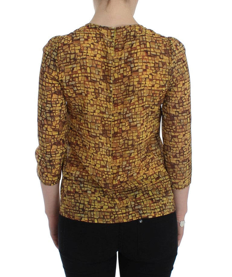 Dolce & Gabbana Zijden Blouse T-shirt met Veelkleurige Mozaïekprint