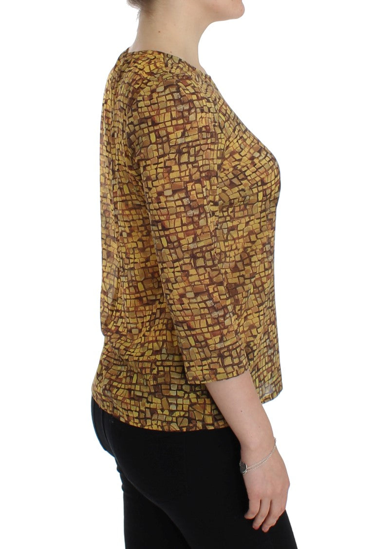 Dolce & Gabbana Zijden Blouse T-shirt met Veelkleurige Mozaïekprint